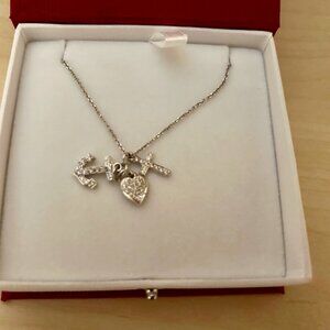NEW KC Designs 14K White Gold Anchor, Heart, Cross Diamond Charm necklace